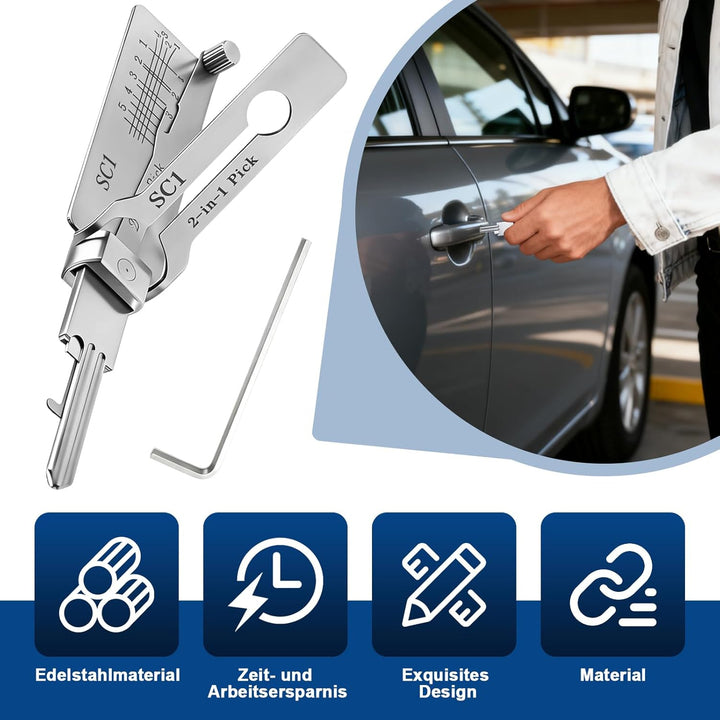 SC1 Hauptschlüssel-decoder aus Edelstahl,LiShi 2-in-1 Lock Pick und Pick-Werkzeuge,Autoschlüssel-Les
