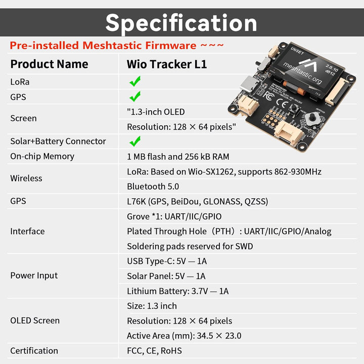 Wio Tracker L1 Board mit 3000mAh Akku und Gehäuse Set – Wio SX1262 nRF52840 Modul Kit für AR duino M