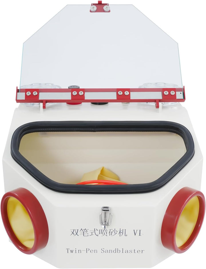 220V Sandstrahler, 50W Dental-Sandstrahlgeräte mit zwei Stiften und LED-Lichtleiste, Sandstrahlkabin