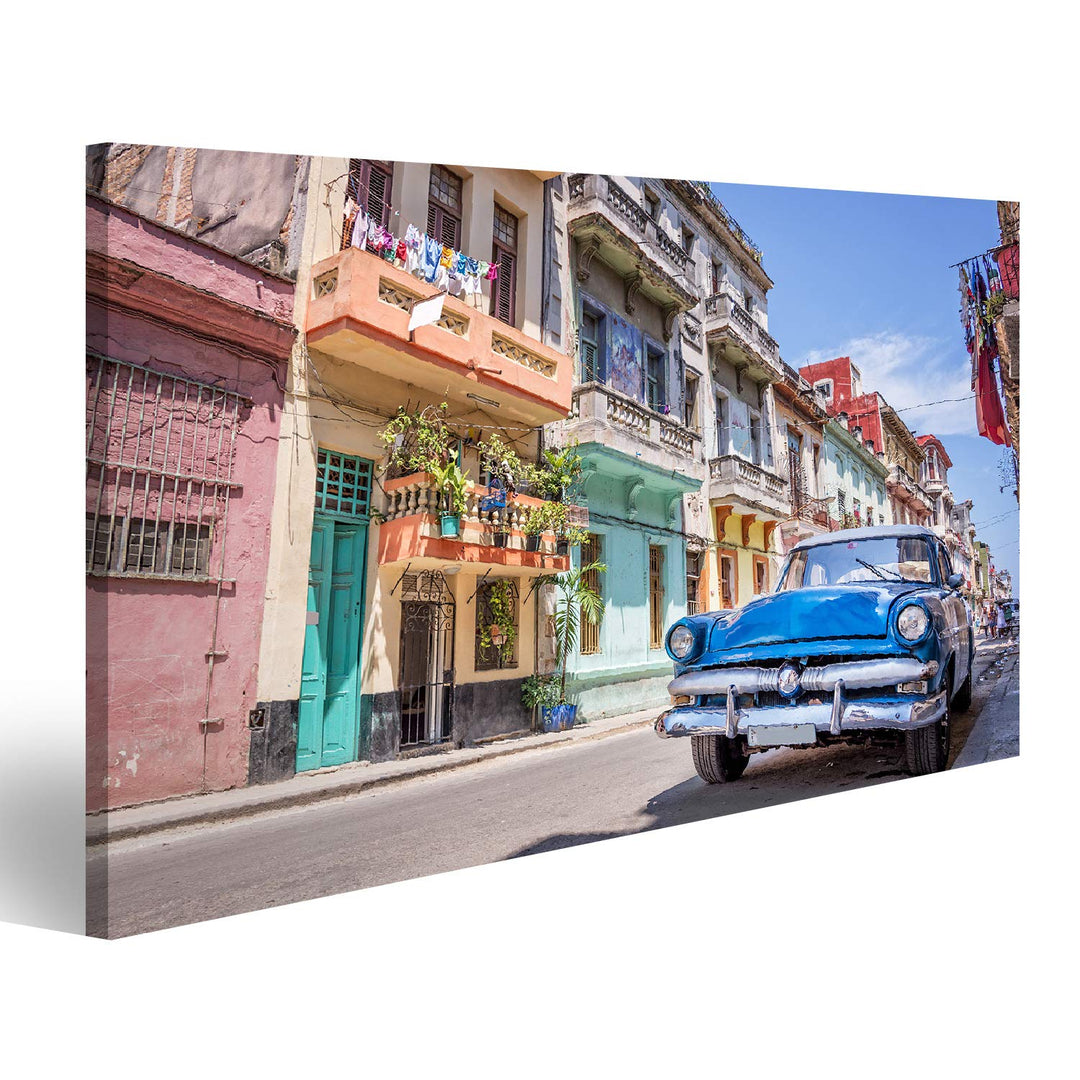 Bild Bilder auf Leinwand Klassisches amerikanisches Oldtimer-Auto in Havanna, Kuba. Wandbild, Poster
