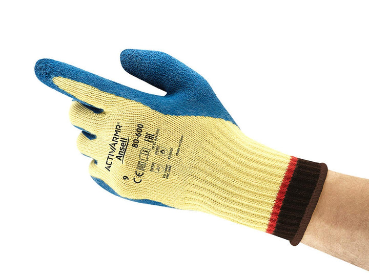 Ansell PowerFlex 80-600 Schnittschutz-Handschuhe, Mechanikschutz, Blau, Grösse 8 (12 Paar pro Beutel