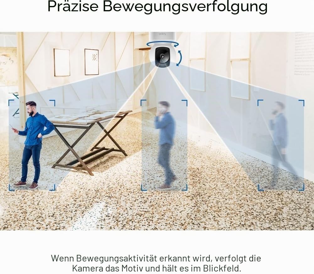 Tapo TP-Link C212 360° WLAN Überwachungskamera, Ethernet/Wi-Fi-Anschluss,2K Auflösung, Bewegungsverf