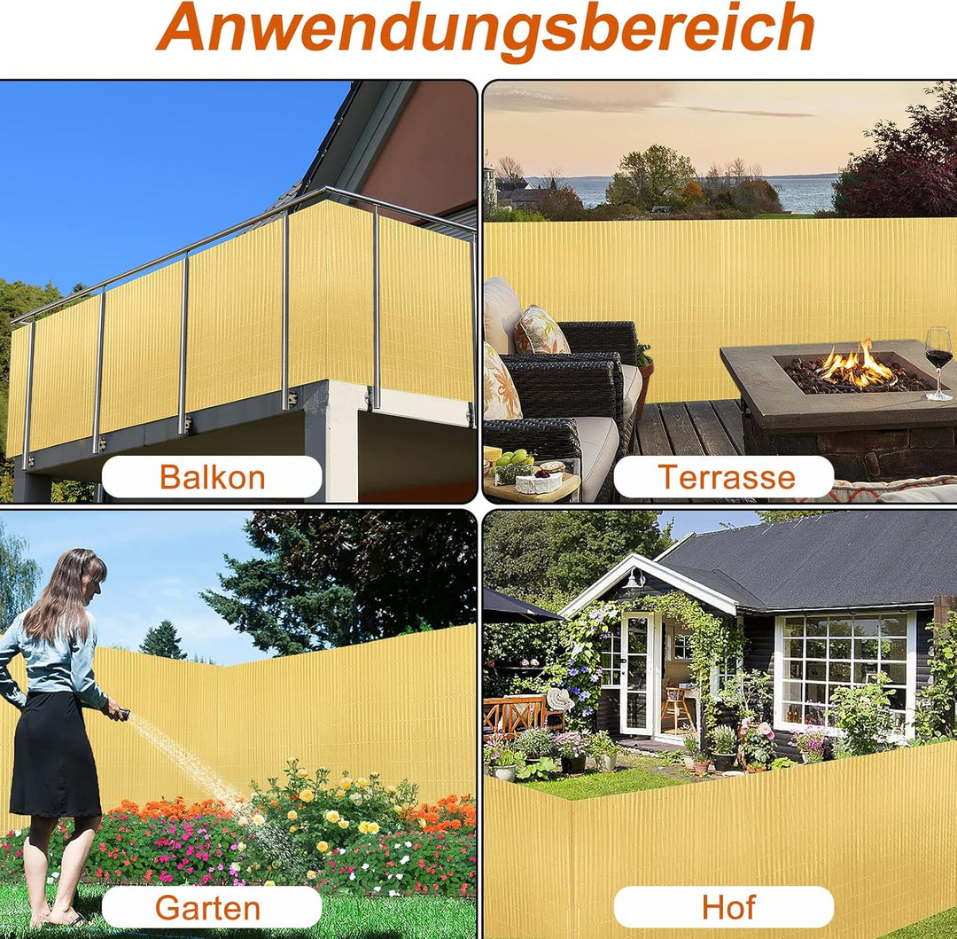 NAIZY PVC Sichtschutzmatte 120x300cm Sichtschutz Garten Sichtschutzzaun Bambus Sichtschutzzaun UV-Sc
