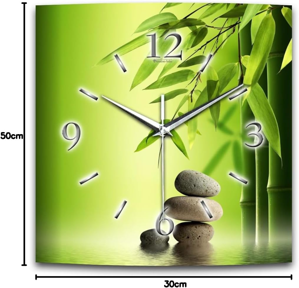 Kreative Feder Wanduhr, Alu-Verbund, 30x30cm Bambus, Bambus