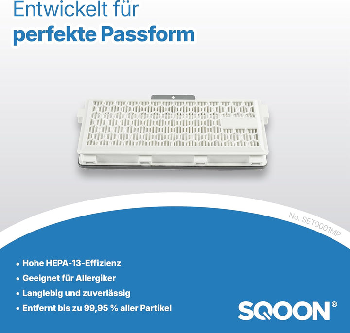 SQOON® Staubsaugerbeutel + HEPA-Filter 22 Stücke geeignet für Miele Miele Complete C2, Complete C3,