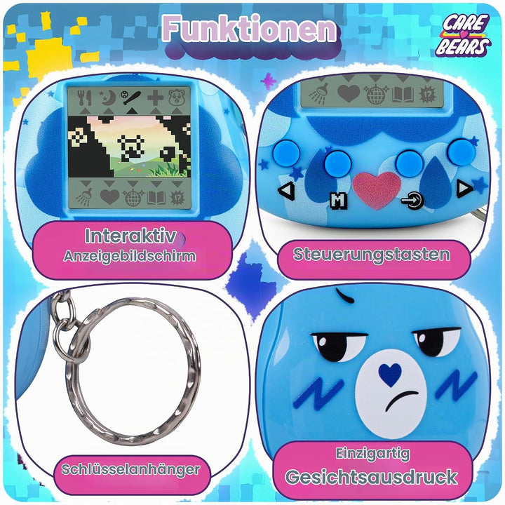 Care Bears Digital Pet - Grumpy Bear Cyber Pet with Care Features, 1.4” Inch Screen, Handheld Intera