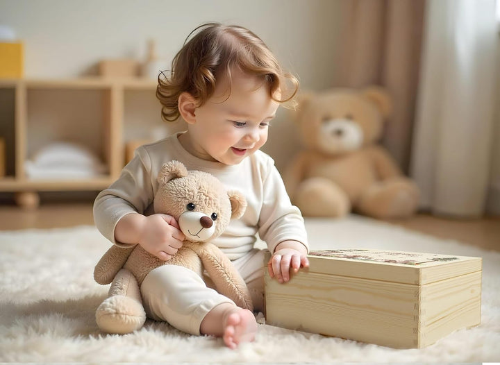 Little Deco Baby Erinnerungsbox personalisiert Waldtiere | 40 x 30 x 22 cm | Taufgeschenk Erinnerung