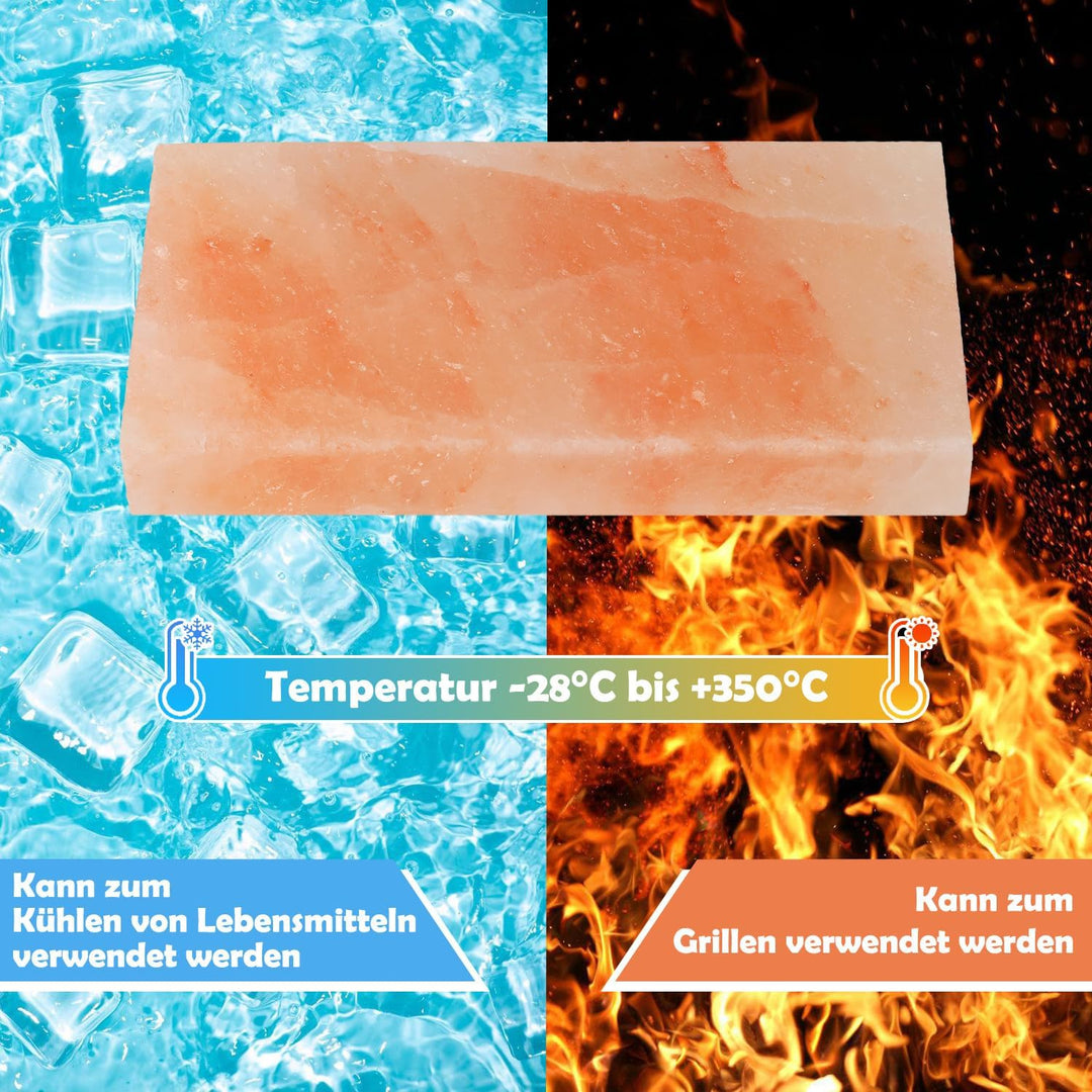 1x Pack XXL Salzstein zum Grillen, 20x30x3cm Salz Grillsteine Mit Eisenplatte, Wiederverwendbar Salz