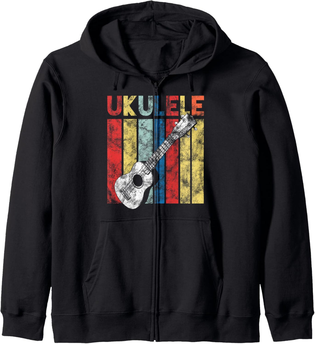Retro Uke Musik Akustik Uke Gitarrist Musikinstrument Kapuzenjacke