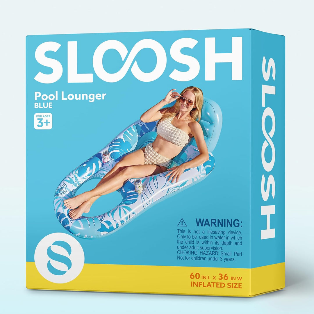 SLOOSH Wasser Pool Luftmatratze für Erwachsene, Aufblasbare Pool-Flösse mit Getränkehaltern und Fuss