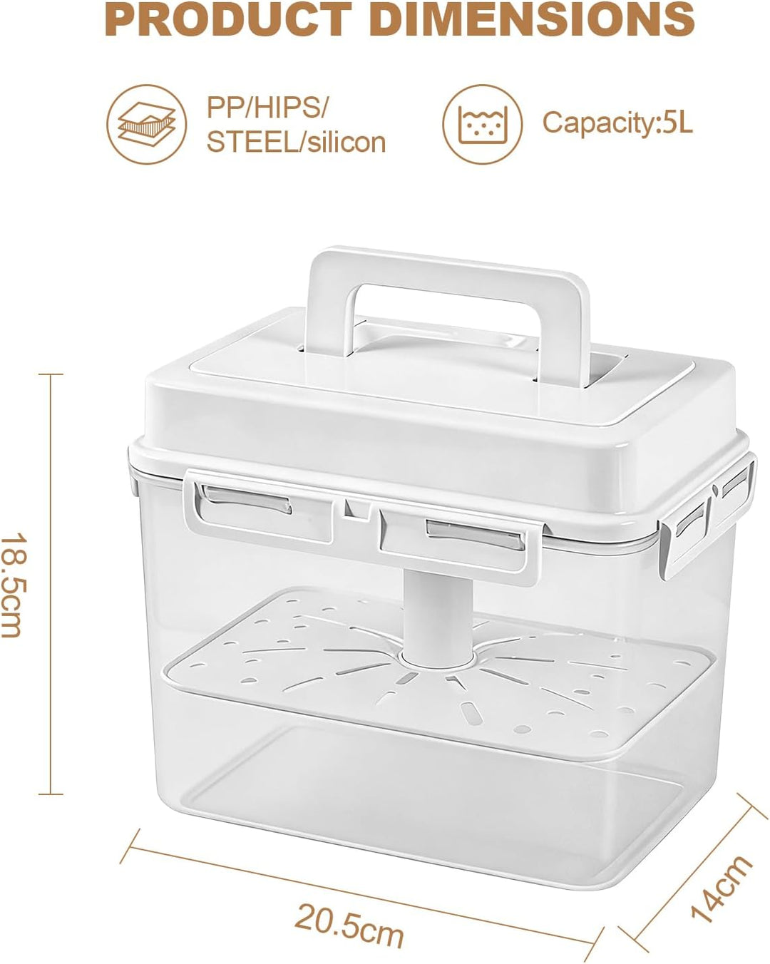 5L Gärungslagerbehälter, Kimchi Fermentation Container mit Luftdichtem Deckel, Kimchi Behälter, Kons