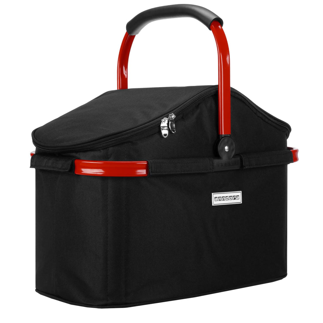 anndora Einkaufskorb 25 Liter ISO Picknick Kühlkorb Schwarz - Rahmen Rot Iso: Schwarz Rahmen Rot, Is