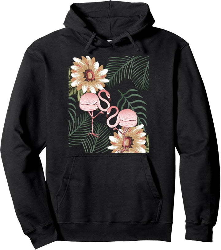 Vintage Flamingo Plants Cool Animal Flowers Bird Lover Gift Pullover Hoodie