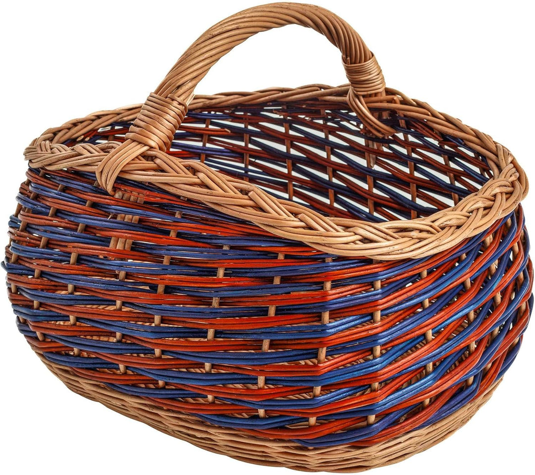 BOGATECO natürlicher Weidenkorb mit Griff | Grosser Einkaufskorb 40X22X30 | Handgewebt, in zwei Farb