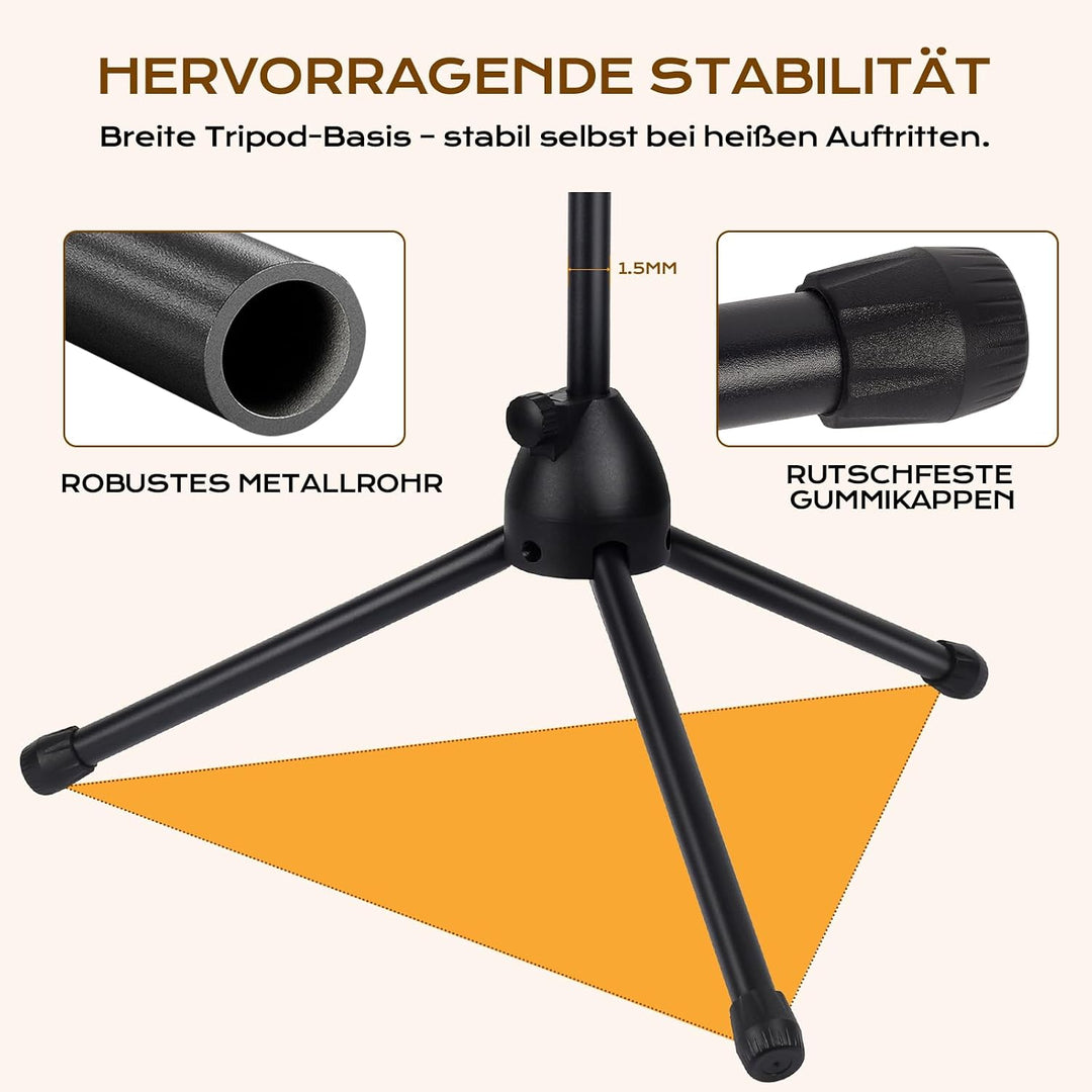 Doppeltes Mikrofonständer-Set mit Schwenkarmen – Robuster Halter aus Zinklegierung, tragbar &amp; faltba