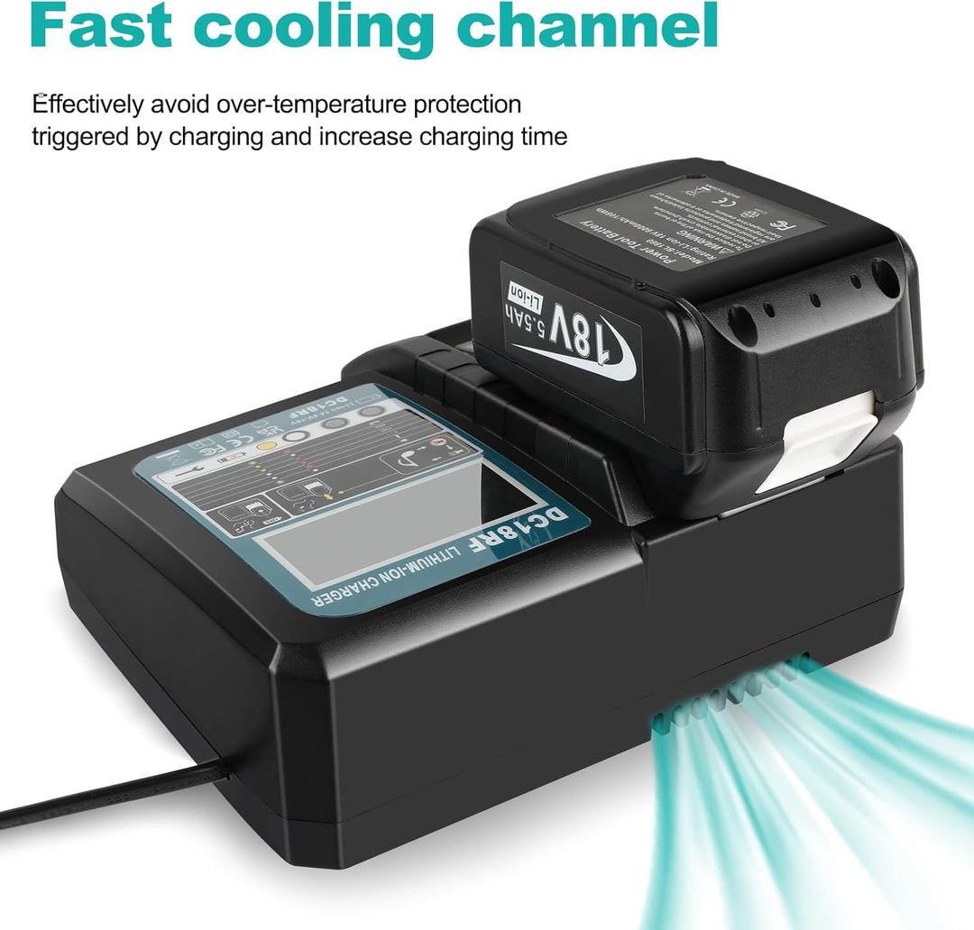 3.5A DC18RC Schnellladegerät Kompatibel mit Makita 14,4V-18V Li-Ion akku BL1815 BL1830 BL1840 BL1850