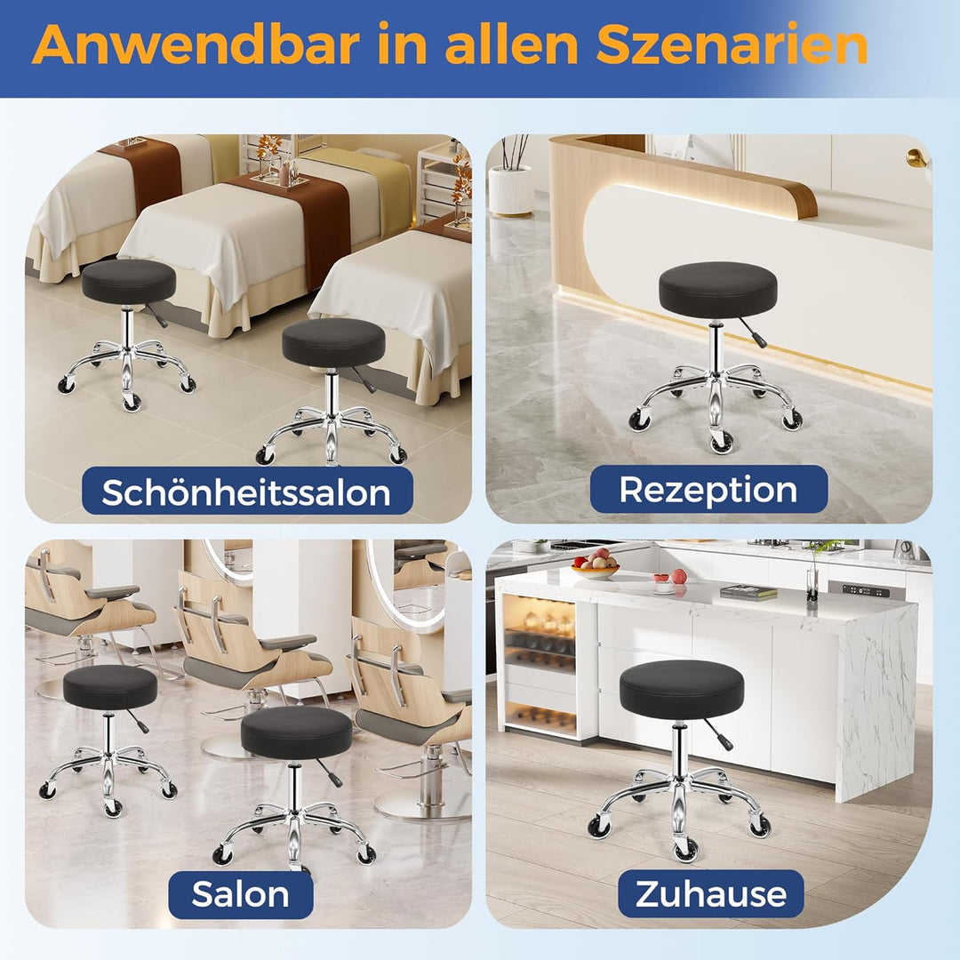 ANWBROAD Rollhocker höhenverstellbar mit Rollen 360° Drehhocker Hocker, Arbeitshocker bis 205 kg bel