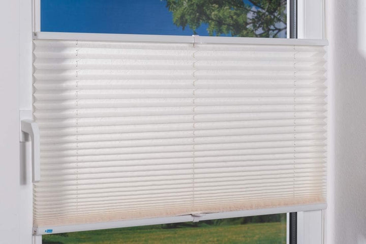 K-home Klemmfix-Plissee 105 x 130 cm (B x L) Creme Lichtschutz +++ Moderne Crushed Optik +++ 105 x 1
