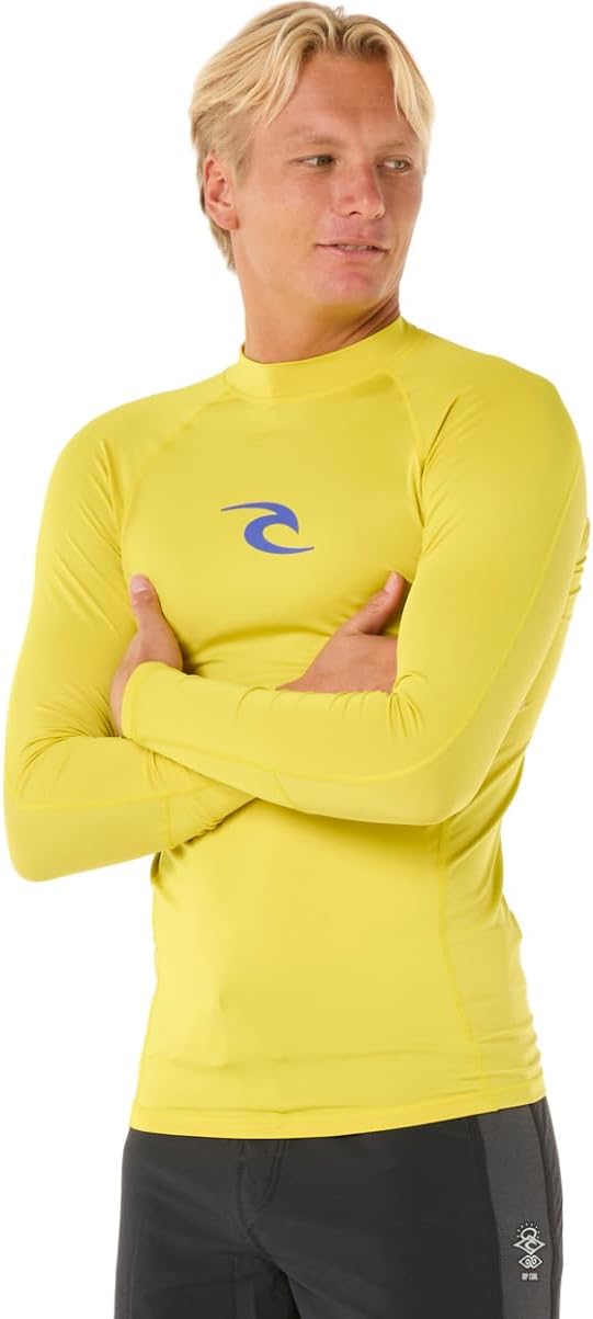 Rip Curl Herren Waves UPF 50 Performance Long Sleeve Rashguard Rash-Guard-Shirt XL Schwefel, XL Schw