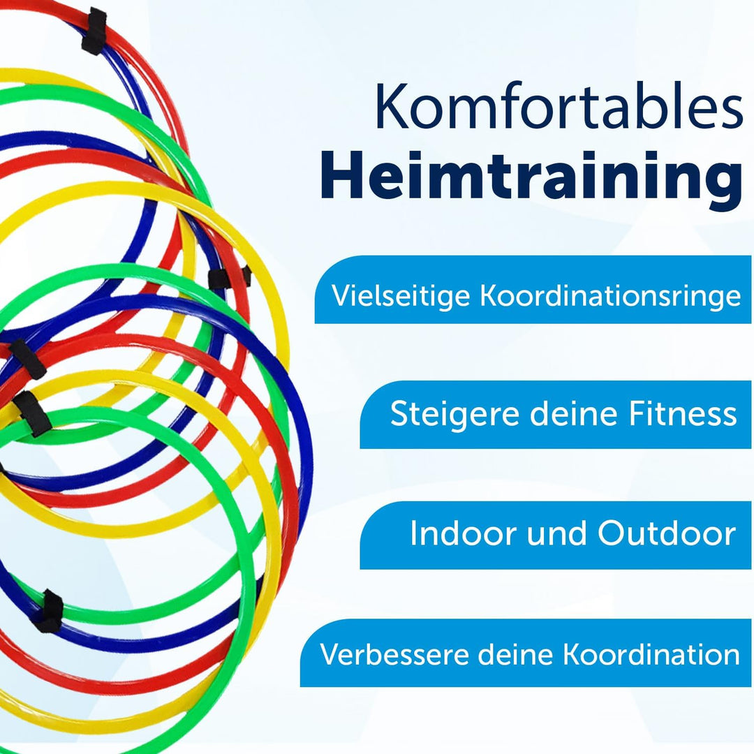 Koordinationsringe-Set 12 Ringe inkl. Tasche | Training für Fussball | Agility für Hunde | Home Trai