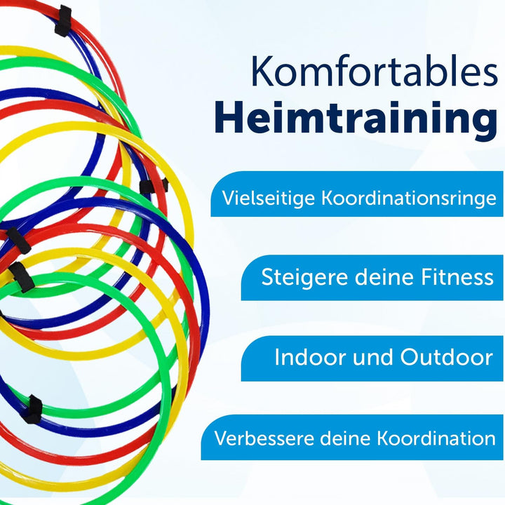 Koordinationsringe-Set 12 Ringe inkl. Tasche | Training für Fussball | Agility für Hunde | Home Trai