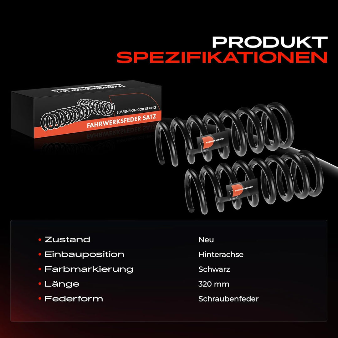 Frankberg 2x Federn Fahrwerksfeder Hinterachse Kompatibel mit W212 E200 E350 2009-2015 W212 E220 E25