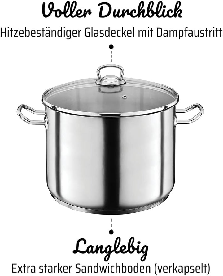 GSW Profi-Jumbotopf – hochwertiger Kochtopf mit Deckel, ideal für Familien und Gastronomie, grosser