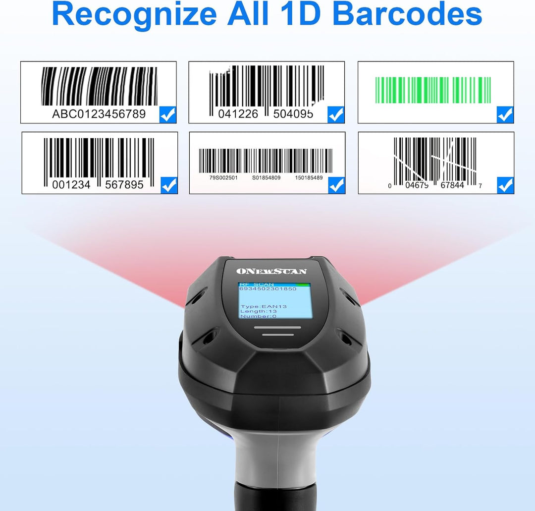 Drahtloser Barcode-Scanner, 1D-Laser-Barcode-Scanner mit Ladestation, unterstützt 2,4-GHz-Funkverbin
