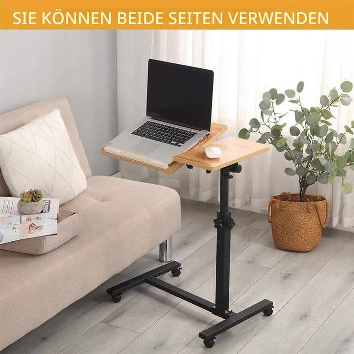 Betttisch für Laptop, höhenverstellbar, Sofaspitze mit 4 feststellbaren Rollen, PC-Halterung für Woh