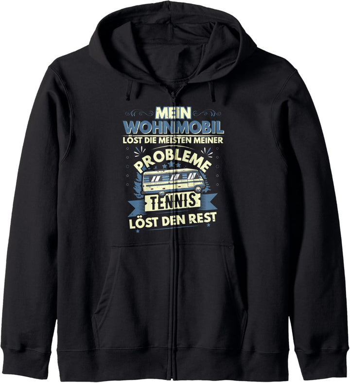 Camping und Tennis Motiv, Wohnmobil Design, lustiger Spruch Kapuzenjacke
