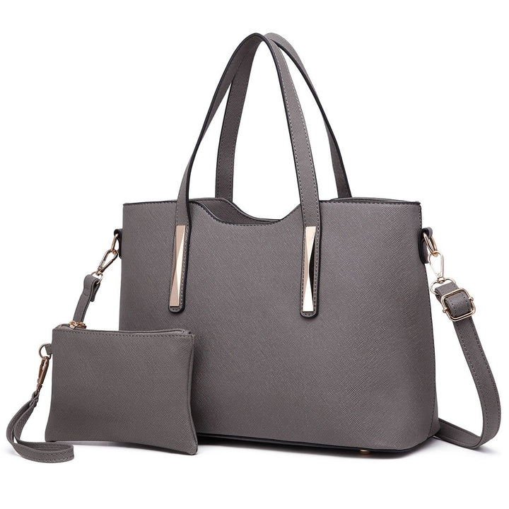 Miss Lulu Henkeltasche Damen Tasche 2 tIg. Shopper Reise Schultertasche,Grau, Grau