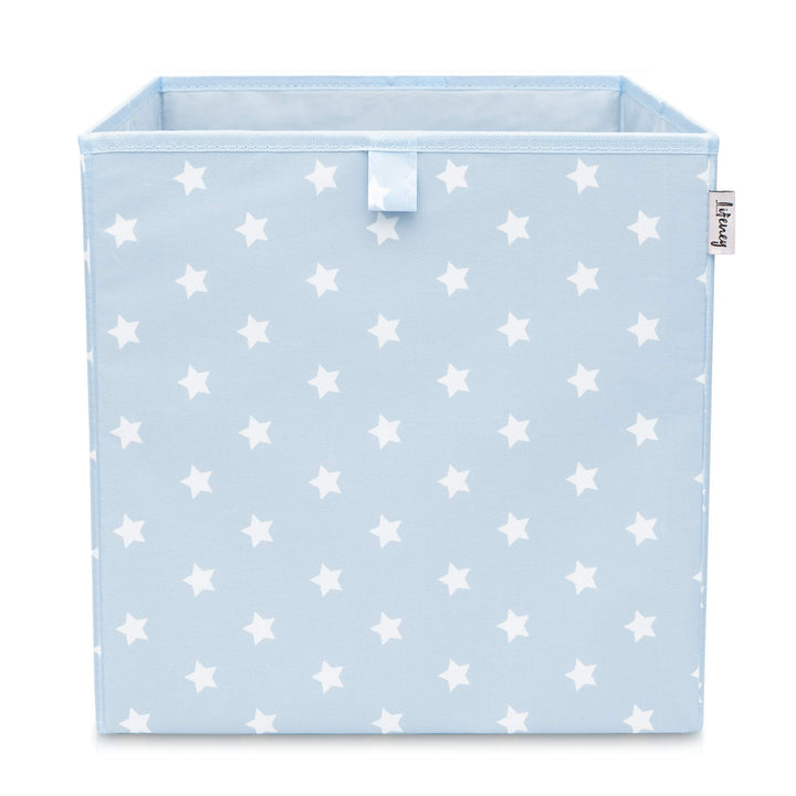 Aufbewahrungsbox mit Sternenmotiv in Hellblau, Spielzeugbox mit Sternen passend für Würfelregale, Or