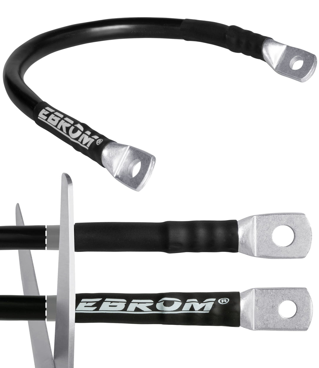 EBROM Batteriekabel, 95 mm² SCHWARZ, fertig konfektioniert, ab 30 cm bis 10 Meter, viele Längen + Ri