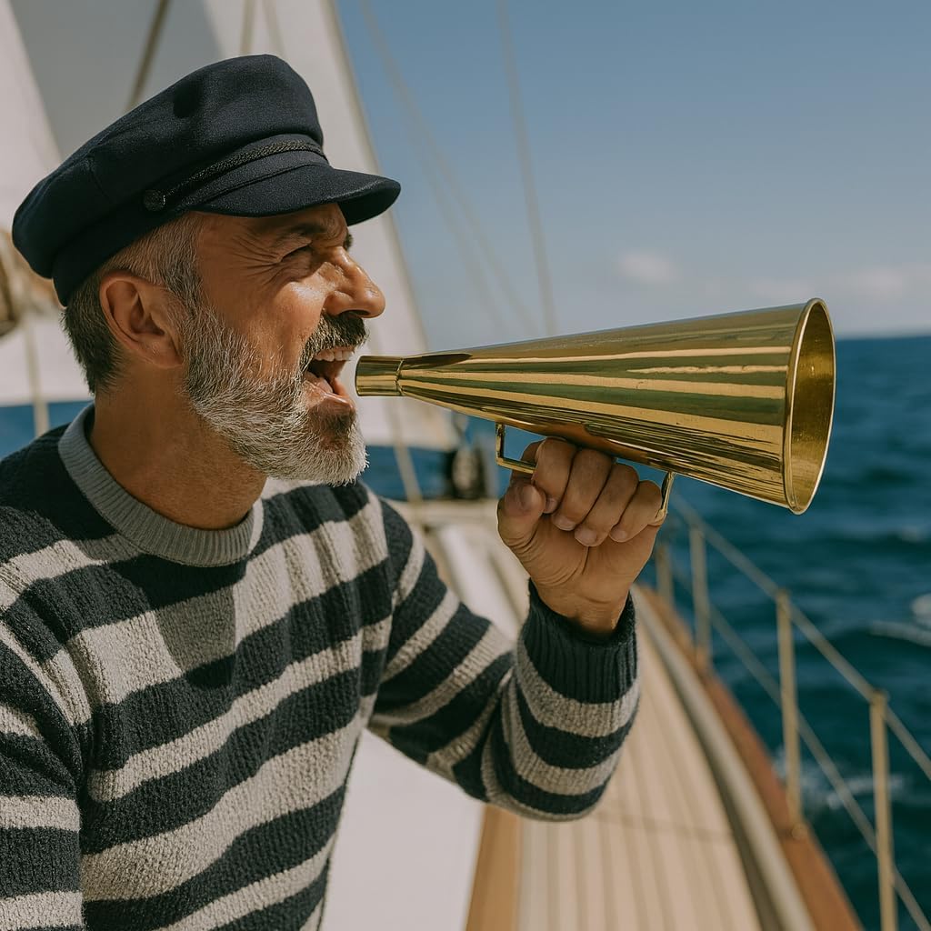 ROCKING GIFTS Traditionelles Retro -Nautik -Megaphon in hellem Messing - Call Horn Henley 33 cm, Spr
