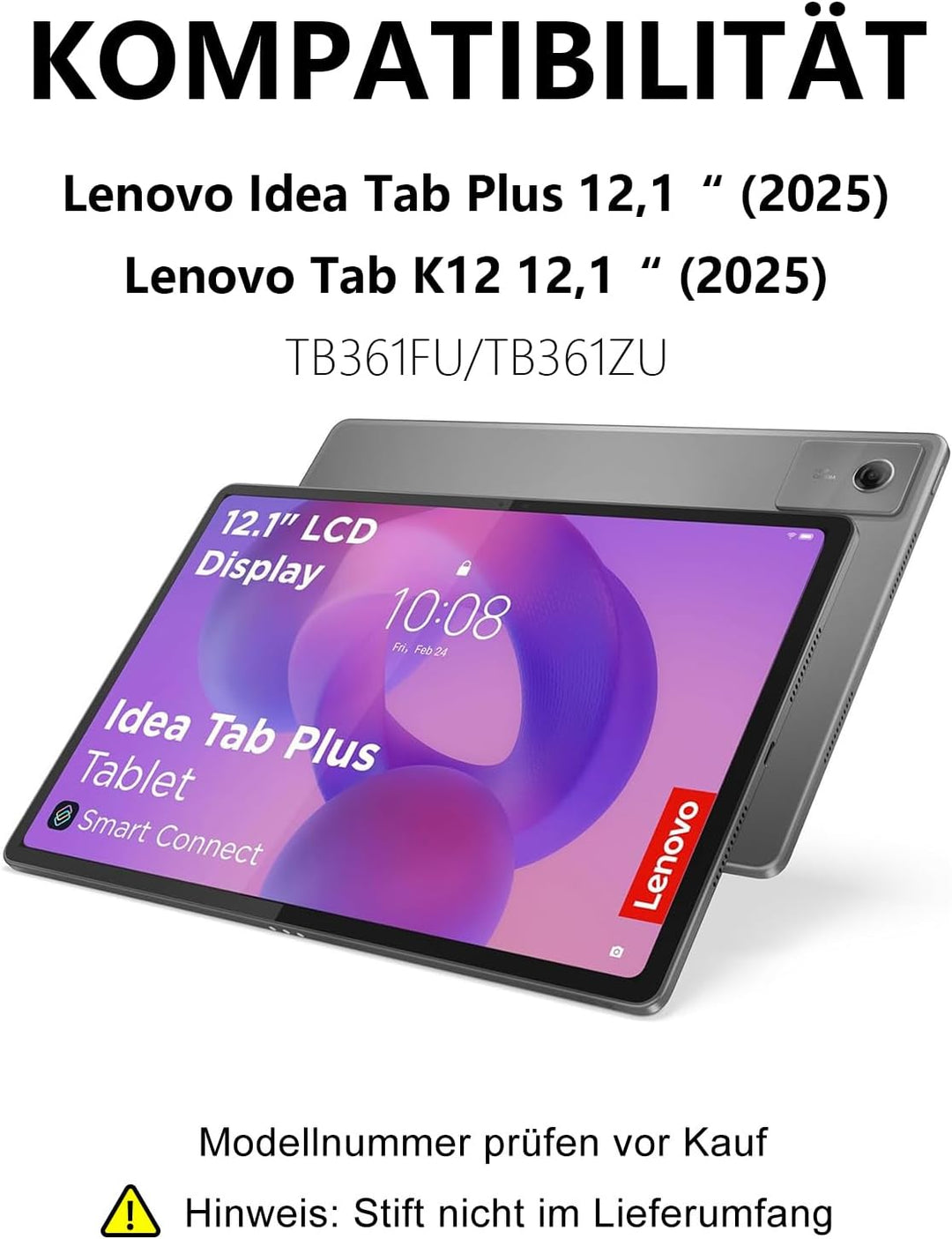 Für Idea Tab Plus 12.1" Tastaturhülle mit Touchpad QWERTZ | Für Lenovo Idea Tab Plus Tablet 12.1 Tas