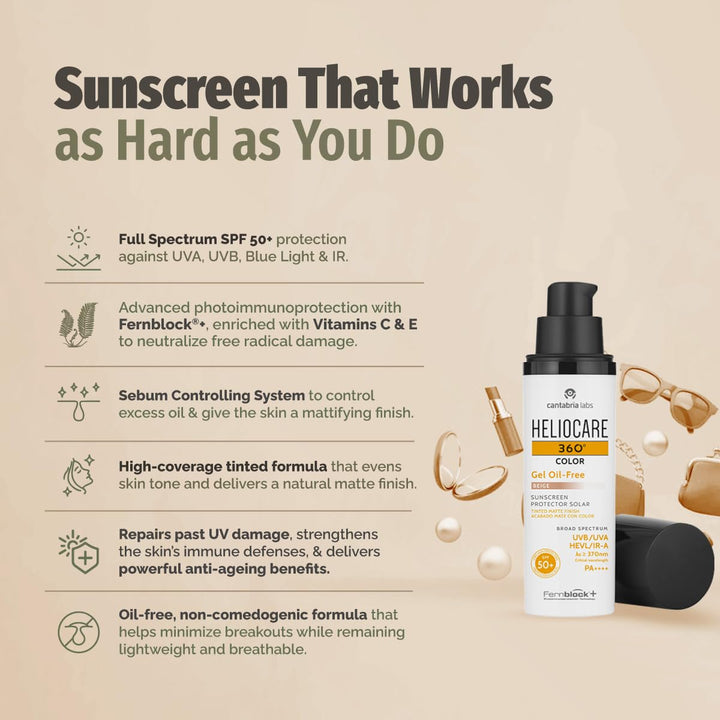 Heliocare 360 Gel-farbe Ölfrei Spf50 Beige 50ml