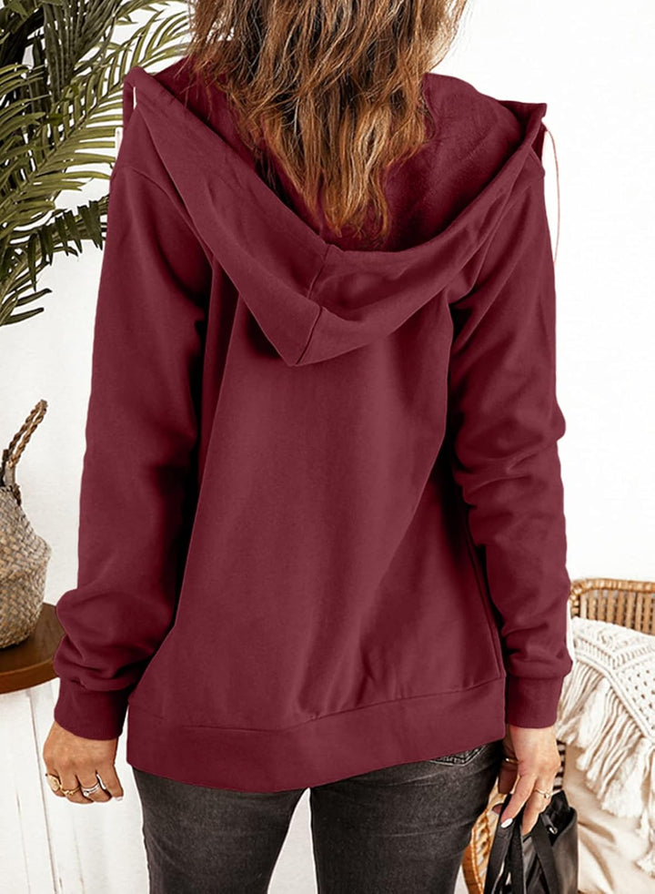 Uusollecy Damen Sweatjacke Hoodie Sweatshirtjacke Pullover Oberteile Kapuzenpullover Einfarbig Full