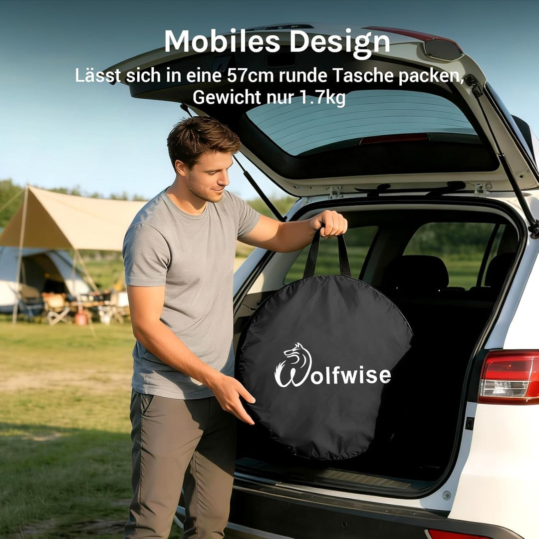 WolfWise Pop-Up Duschzelt Camping & Umkleidezelt – Kompakt & Leicht 2kg mit Tasche, Schneller Aufbau
