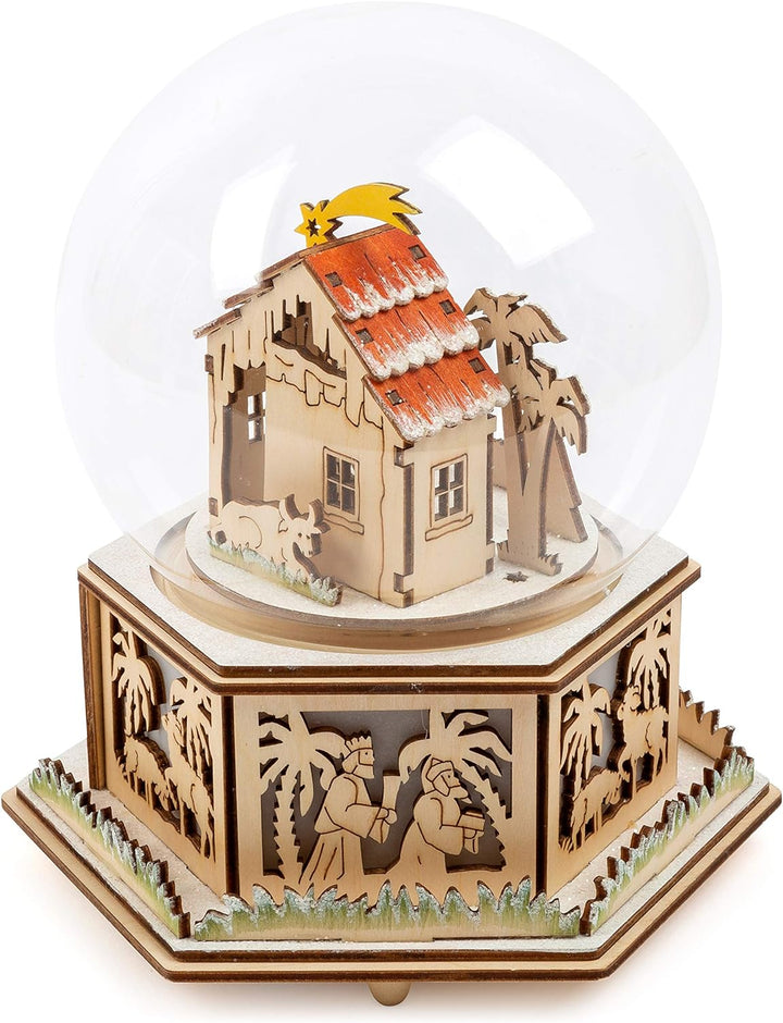 small foot Leuchtglocke Krippe mit Spieluhr, aus Holz, mit Licht und Weihnachtsmelodie, 11389