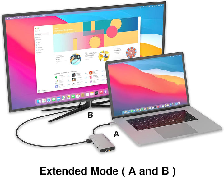 EZQuest USB-C Multimedia Hub Adapter 8 Anschlüsse (HDMI 4K 30Hz, 100W USB-C PD 3.0, Gigabit Ethernet