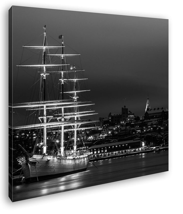 deyoli Segelboote im Hafen von Stockholm Format: 70x70 Effekt: Schwarz&amp;Weiss als Leinwandbild, Motiv