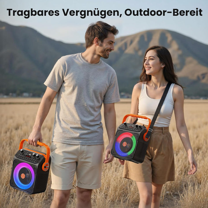 Karaoke Maschine Karaoke Anlage mit 2 Mikrofonen für Erwachsene & Kinder Bluetooth Lautsprecher mit