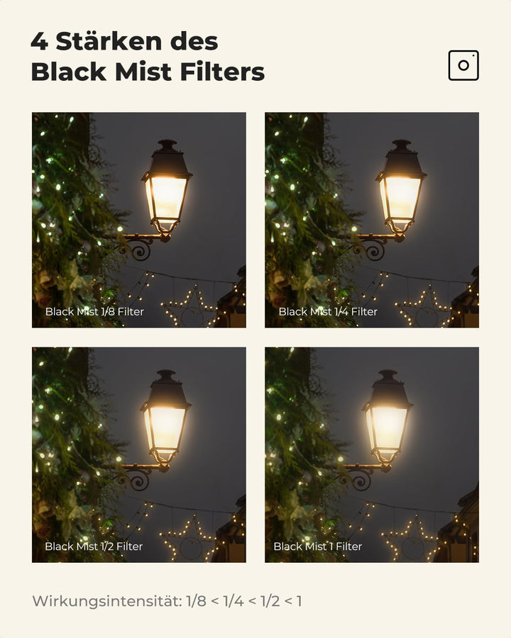 K&F CONCEPT Black Mist 1/8 Filter 67mm mit Objektivdeckel, Reinigungstuch, Schutzfilter mit Optische