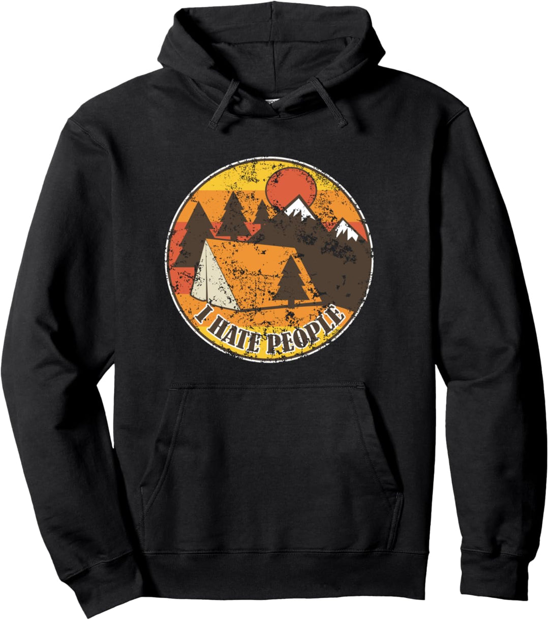 Vintage I hate People Camping Hiking Trekking Lover Pullover Hoodie