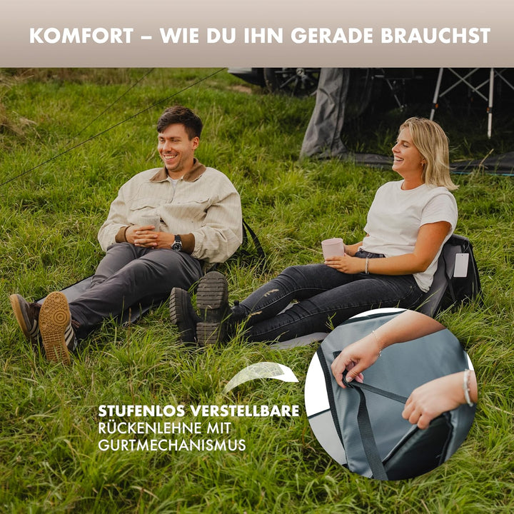 NATURBUMMLER Campingliege faltbar leicht [Cloud Lounge+] – tragbare Strandliege mit Rückenlehne & Ta