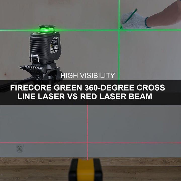 Kreuzlinienlaser mit Stativ, Firecore Selbstnivellierender Laser mit horizontalen und vertikalen Lin