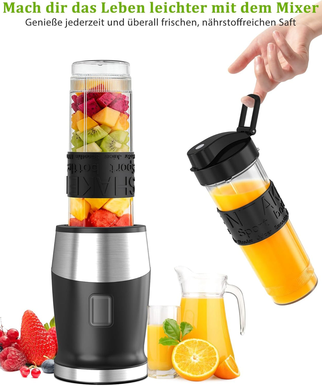 Mixer, 700W Smoothie Maker, Standmixer & Mixer Smoothie Maker, Multifunktion Smoothiemaker/Fleisch Z