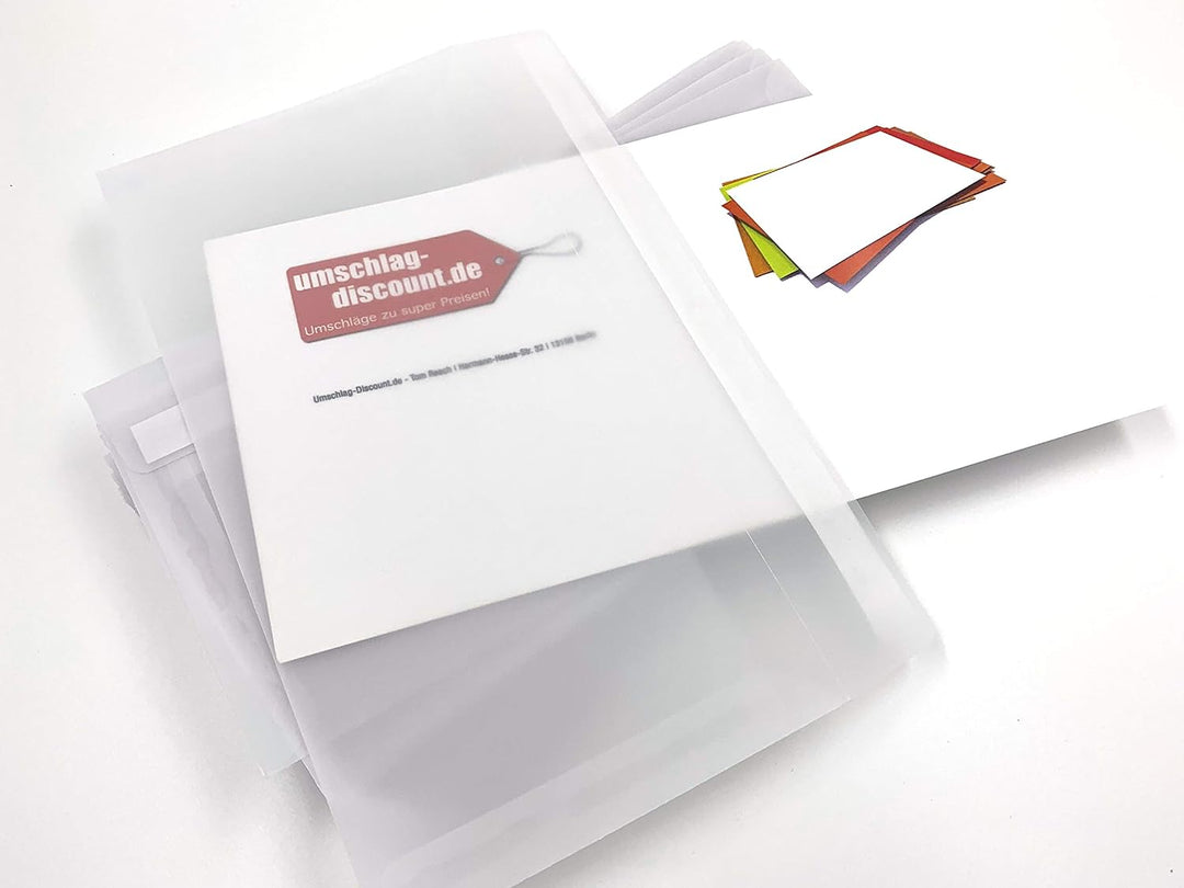 Transparente Briefumschläge, DIN lang, Haftklebestreifen, 100 Stück