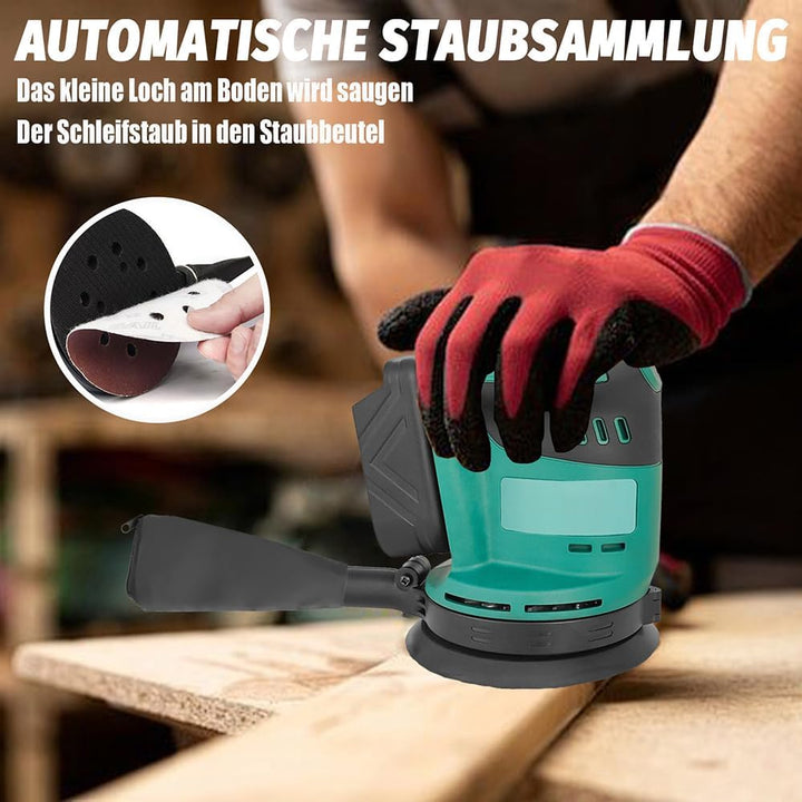 Akku-Exzenterschleifer,Ersatz für Makita 18V BL1830,3 Gänge 7500-15000RPM,12 pcs Schleifpapier (Körn