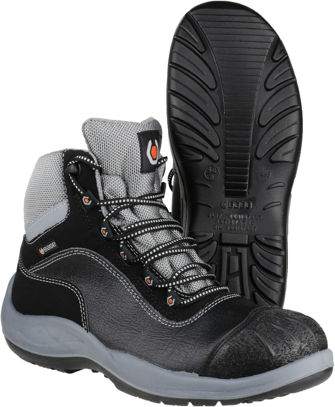 Base B119 Mens Kampfstiefel 45 EU Schwarz Grau, 45 EU Schwarz Grau